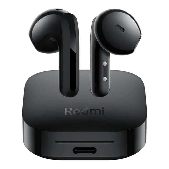 Redmi Buds 6 Active negros vista frontal con estuche de carga