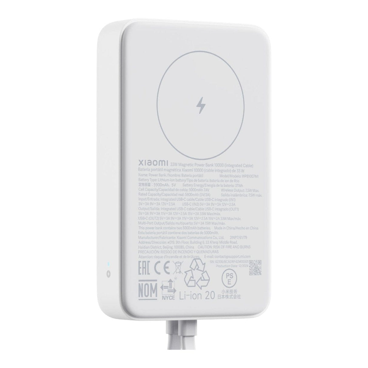 Xiaomi 10000mAh Powerbank with Integrated Cable White BHR9822GL