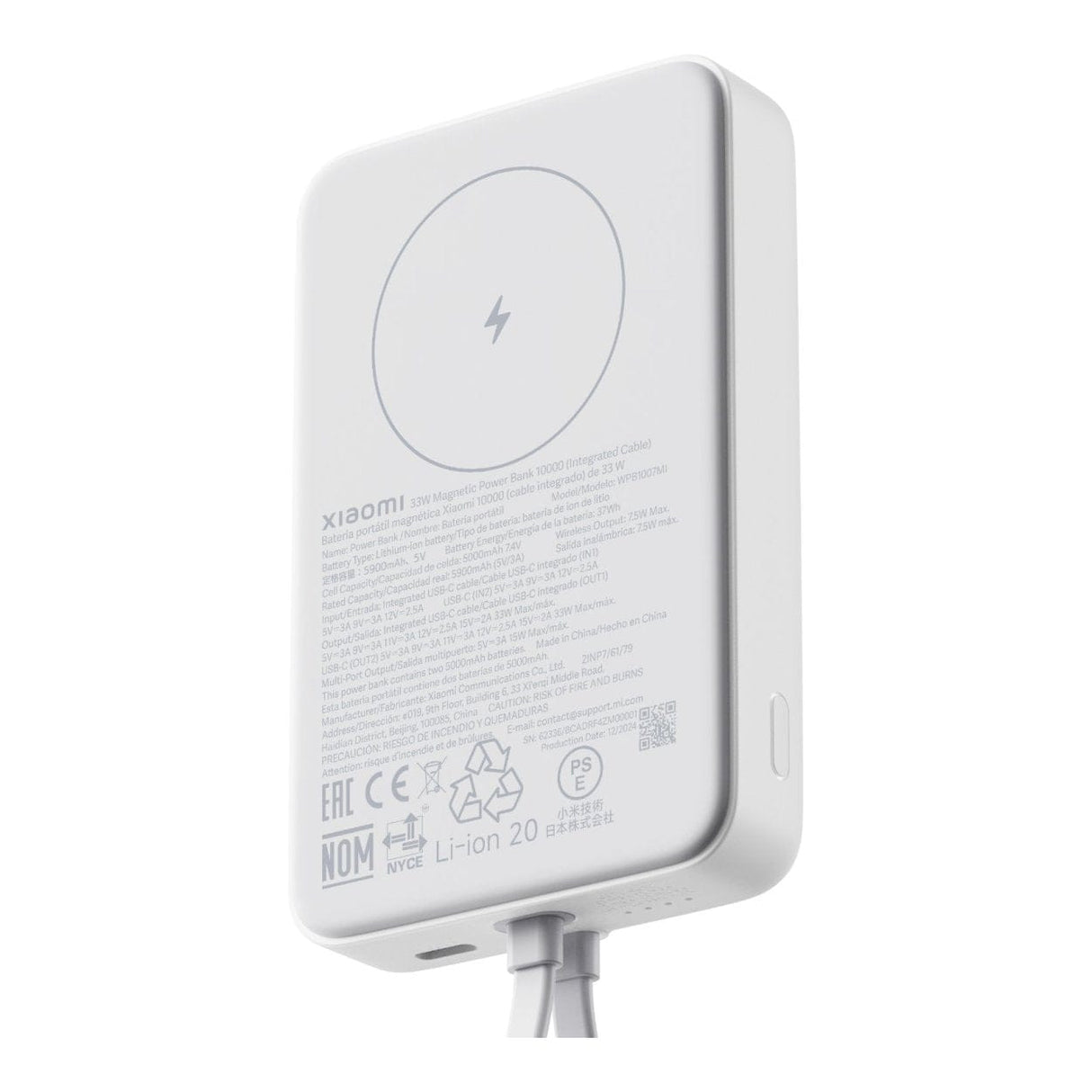 Xiaomi 10000mAh Powerbank with Integrated Cable White BHR9822GL