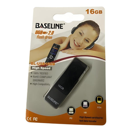 Baseline 16GB USB Type-A Flash Drive Black BL-USB16GB