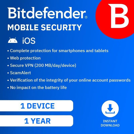 Bitdefender Mobile Security for Android 1 Device 1-Year Subscription Download