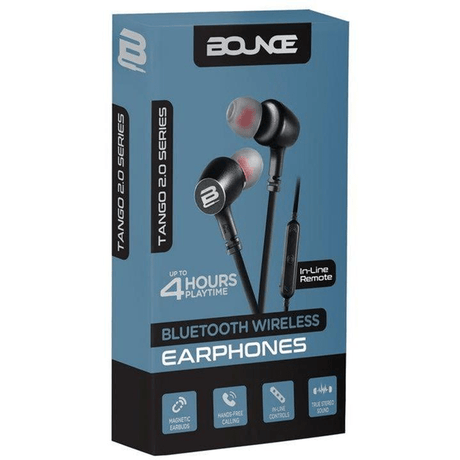 Bounce Tango Wired Bluetooth Earphones Black and Gunmetal BO-1106-BK(V2)