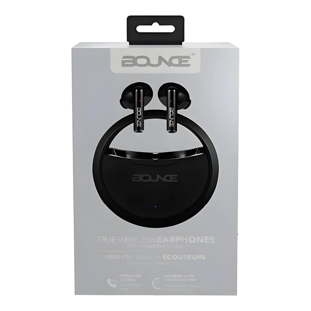 Bounce Proton Series True Wireless Earphones with Charging Case Black BO-1125-BK-CF