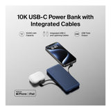 Belkin BoostCharge Plus 10000mAh USB-C Power Bank with Integrated Cables Powerbank - Blue BPB006BTBLU