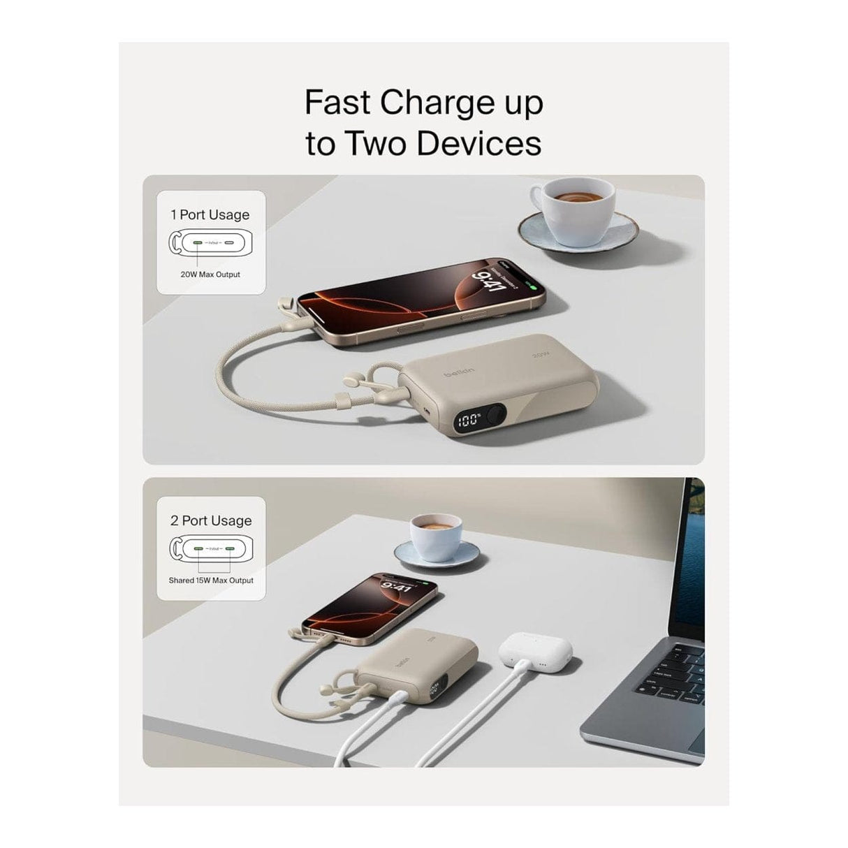 Belkin BoostCharge 10000mAh Sand Powerbank BPB027HQSD