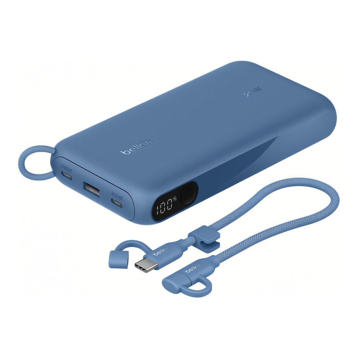Belkin BoostCharge 20,000mAh 20W Slim USB-C Power Bank with Display - Blue BPB028HQBL