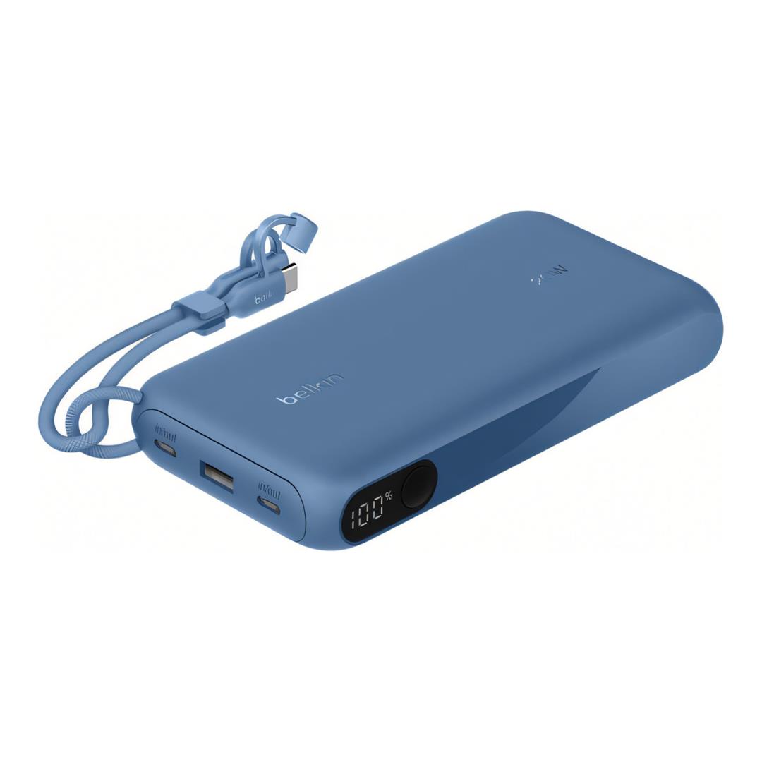 Belkin BoostCharge 20,000mAh 20W Slim USB-C Power Bank with Display - Blue BPB028HQBL