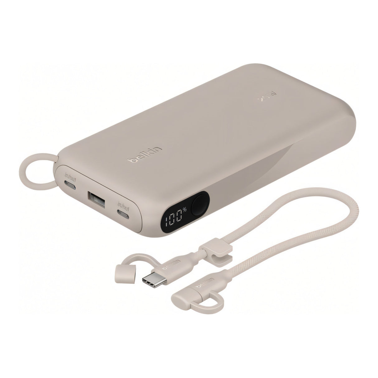 Belkin BoostCharge 20,000mAh 20W Slim USB-C Power Bank with Display - Sand BPB028HQSD
