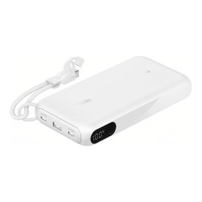 Belkin BoostCharge 20,000mAh 20W Slim USB-C Power Bank with Display - White BPB028HQWH