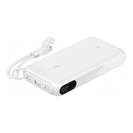 Belkin BoostCharge 20,000mAh 20W Slim USB-C Power Bank with Display - White BPB028HQWH