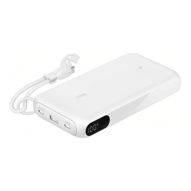 Belkin BoostCharge 20,000mAh 20W Slim USB-C Power Bank with Display - White BPB028HQWH
