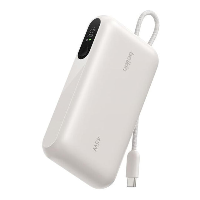 Belkin UltraCharge 10000mAh 45W Power Bank with Integrated USB-C Cable and Digital Display Sand BPB029HQSA