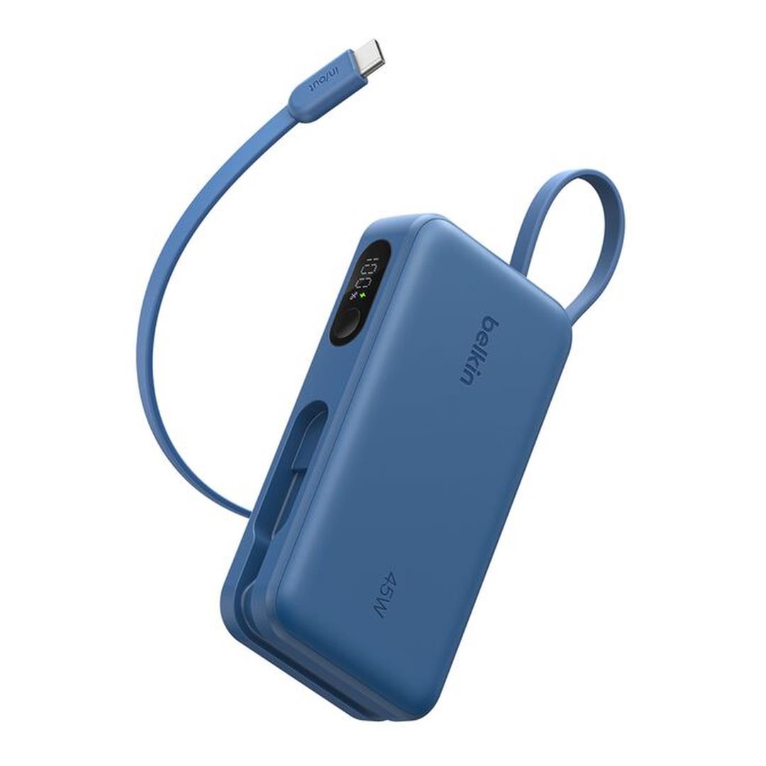 Belkin UltraCharge 10000mAh 45W Power Bank with Integrated USB-C Cable and Digital Display Blue BPB035HQBL