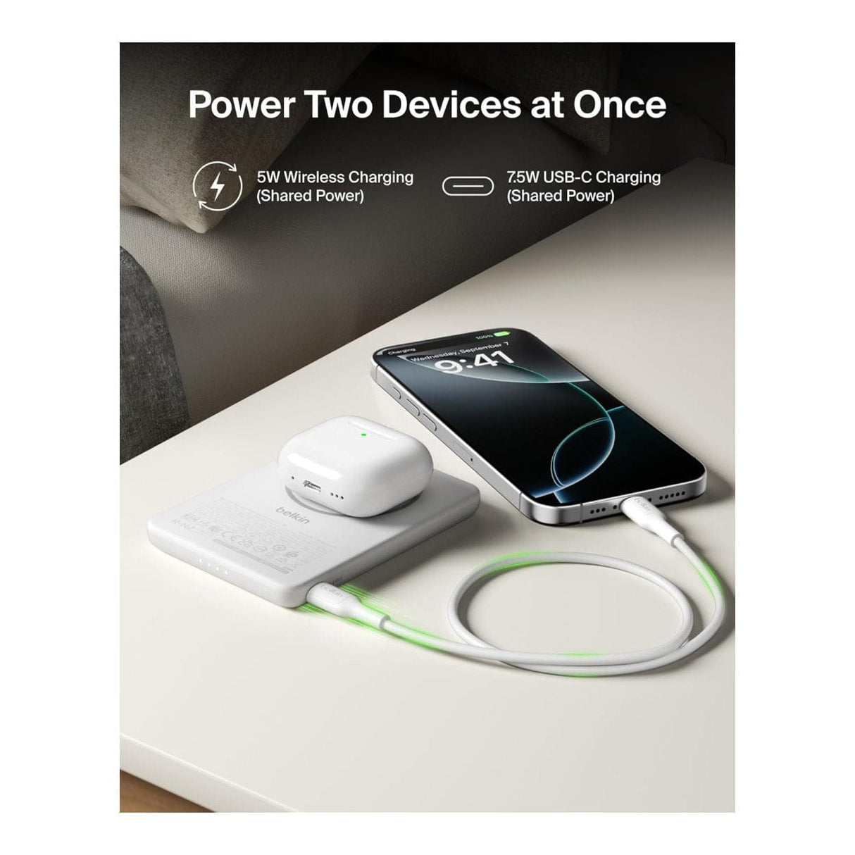Belkin BoostCharge 5000mAh Slim Magnetic Powerbank White BPD010HQWH