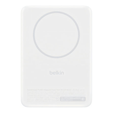 Belkin BoostCharge Qi2 5000mAh 15W Slim Magnetic Power Bank with Kickstand - White BPD011HQWH