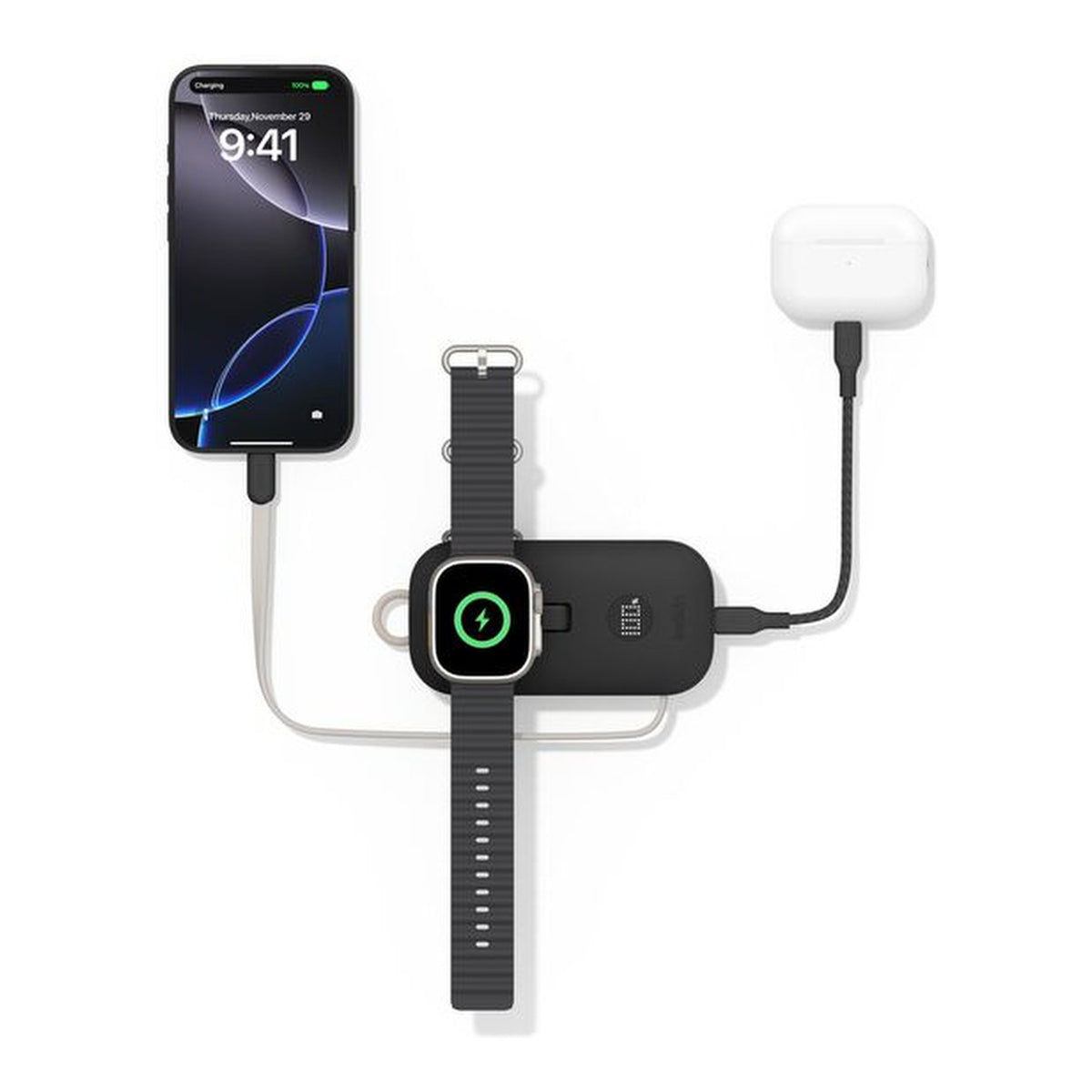Belkin BoostCharge Pro 10000mAh 45W Power Bank with Apple Watch Charger and Integrated USB-C Cable Black BPD012HQBK