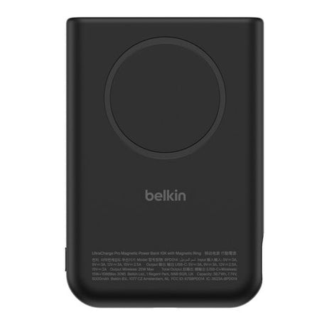 Belkin UltraCharge Pro 10000mAh Qi2 25W Magnetic Power Bank with Kickstand and Digital Display Black BPD014HQBK