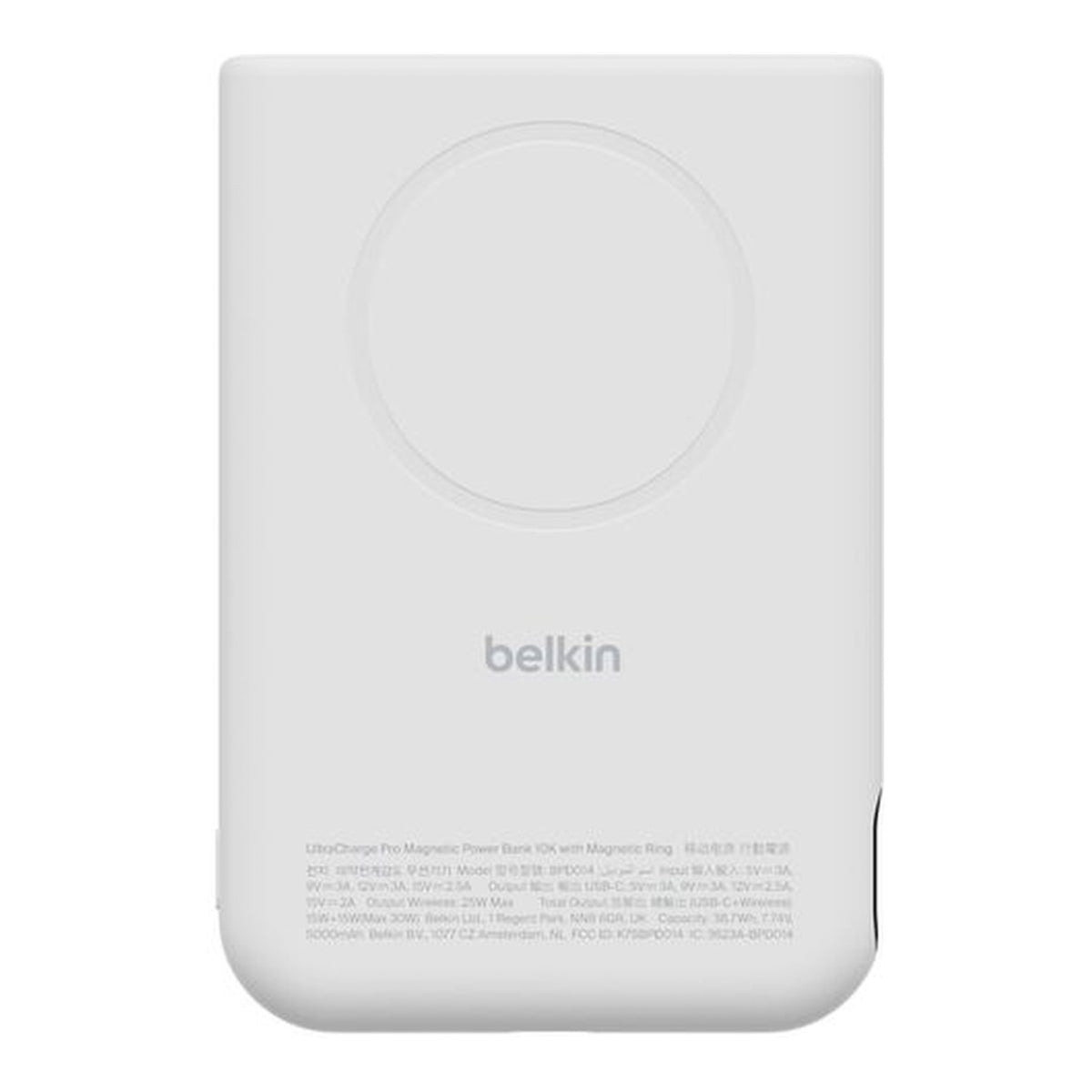 Belkin UltraCharge Pro 10000mAh Qi2 25W Magnetic Power Bank with Kickstand and Digital Display White BPD014HQWH