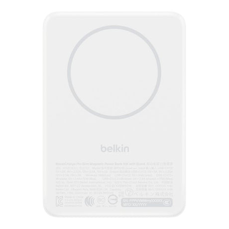 Belkin BoostCharge Slim Magnetic 10000mAh Qi2 15W Power Bank with Kickstand White BPD016HQWH