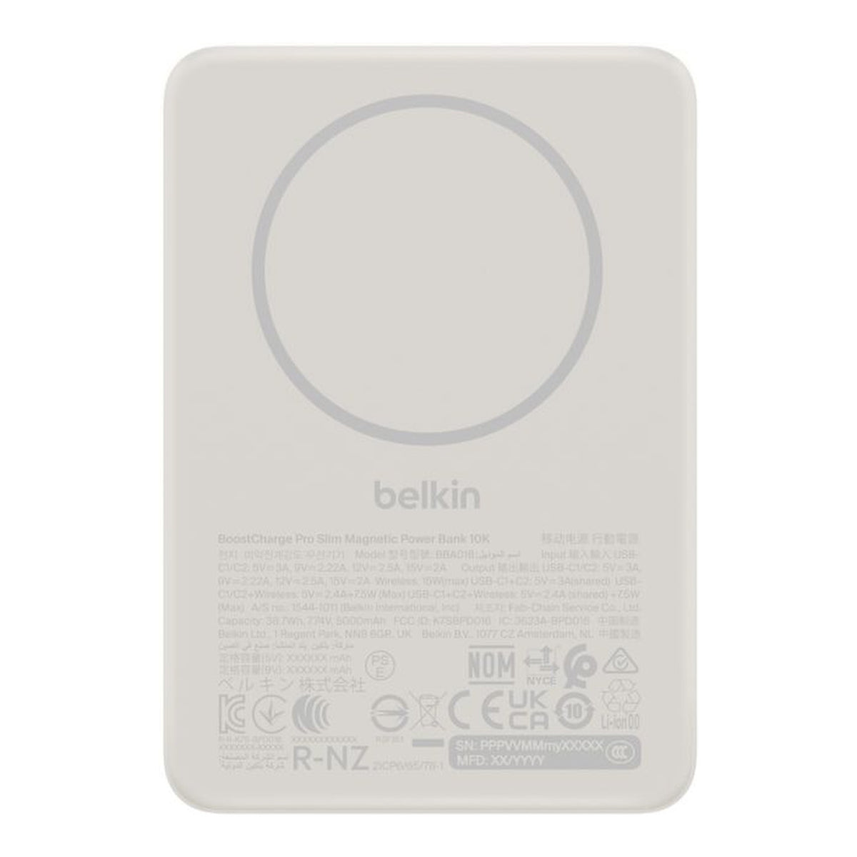 Belkin BoostCharge Slim Magnetic 10000mAh Qi2 15W Power Bank with Magnetic Accessory Ring Sand BPD018HQSA
