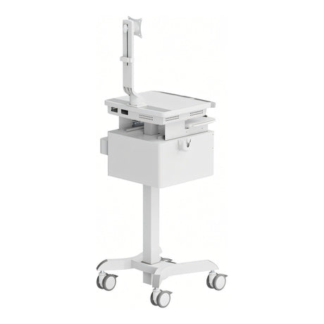 LinkQnet MED08-2 17-32-inch Monitor Arm Pneumatic Height-Adjustable Medical Cart with Drawers BRK-MED08-2