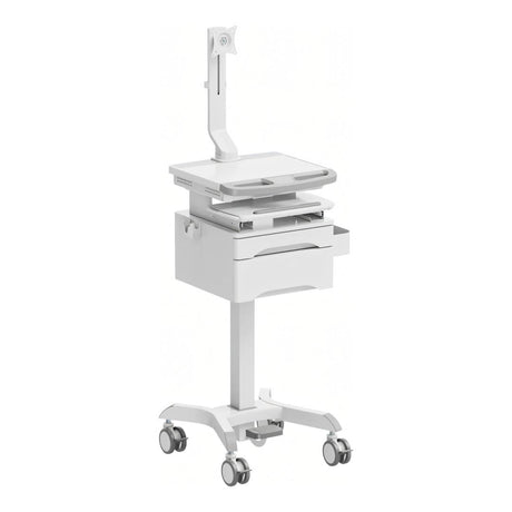 LinkQnet MED08-2 17-32-inch Monitor Arm Pneumatic Height-Adjustable Medical Cart with Drawers BRK-MED08-2