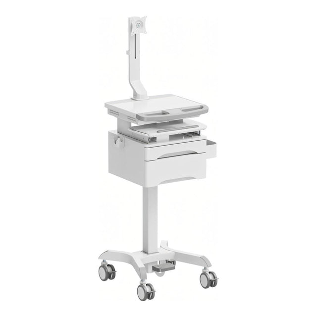 LinkQnet MED08-2 17-32-inch Monitor Arm Pneumatic Height-Adjustable Medical Cart with Drawers BRK-MED08-2