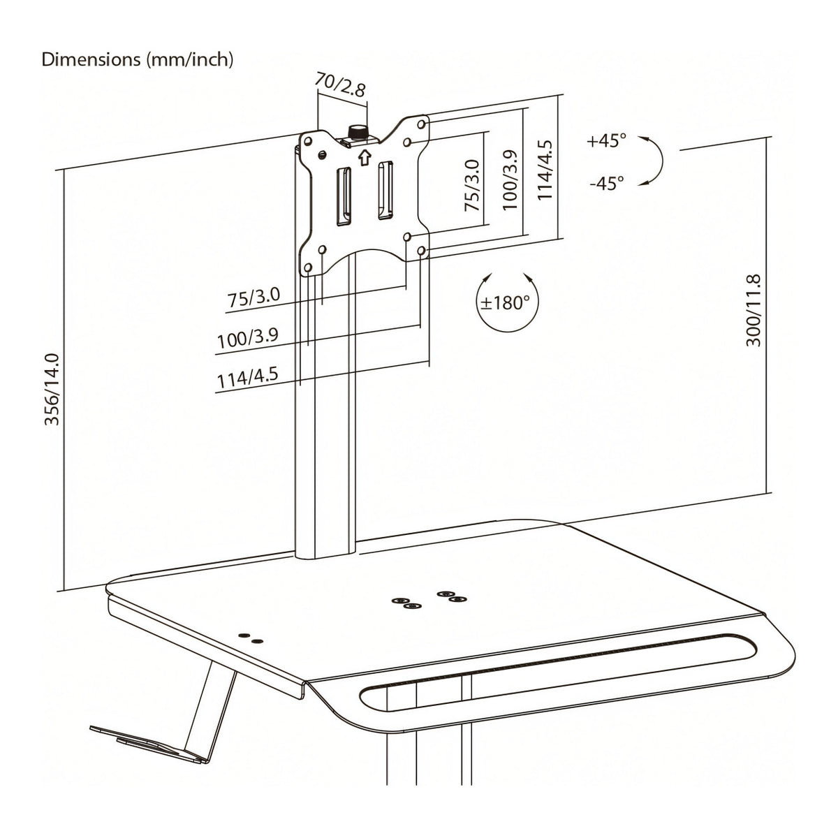 LinkQnet MED13-2 17-32-inch Monitor Mount Pneumatic Height-Adjustable Medical Cart BRK-MED13-2