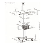 LinkQnet MED13-2 17-32-inch Monitor Mount Pneumatic Height-Adjustable Medical Cart BRK-MED13-2