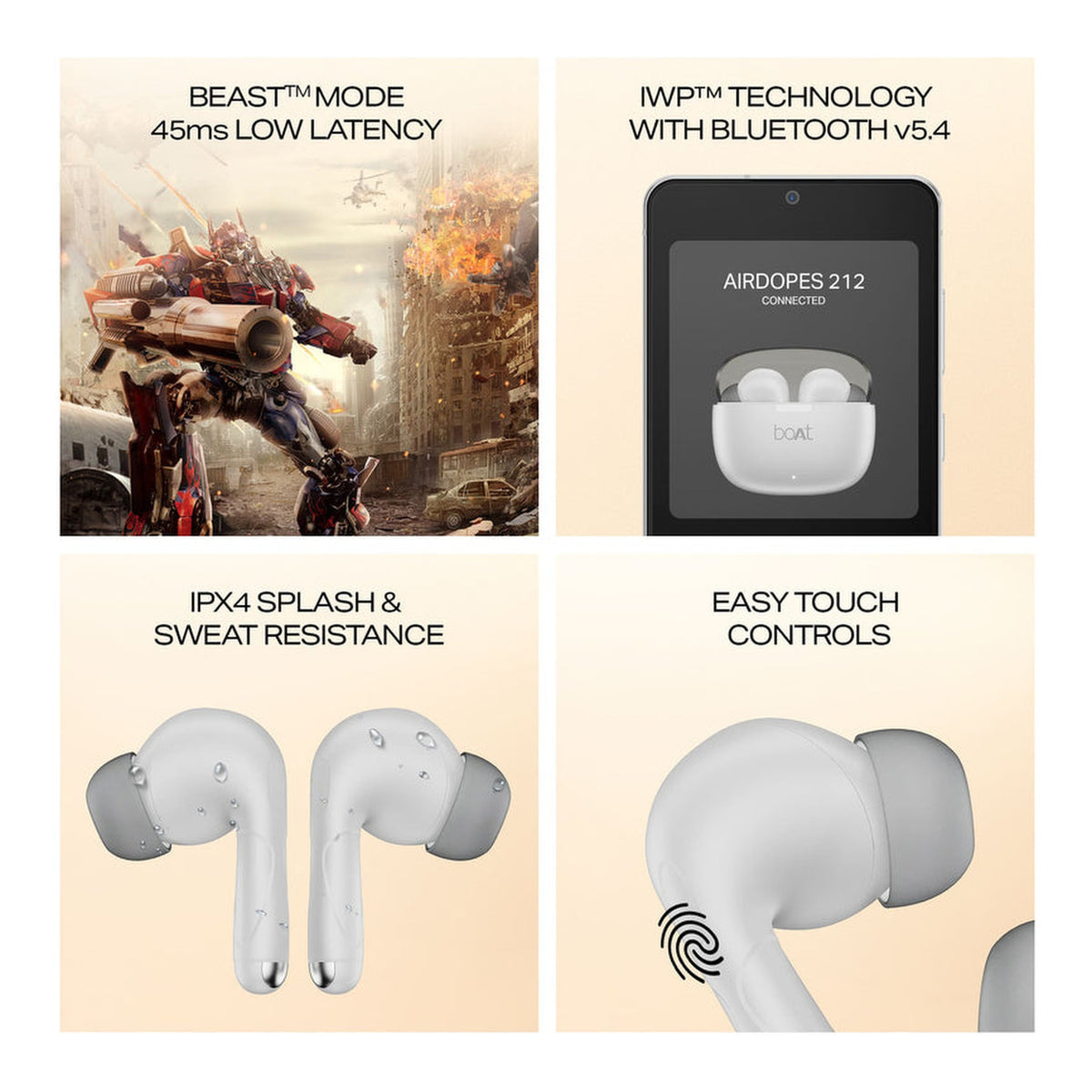 boAt Airdopes 212 Wireless Earbuds - Ivory BT-TWS-AIR212-IV