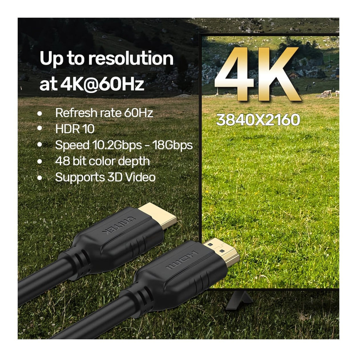 Unitek 1m 4K 60Hz HDMI 2.0 Cable C11079BK-1M