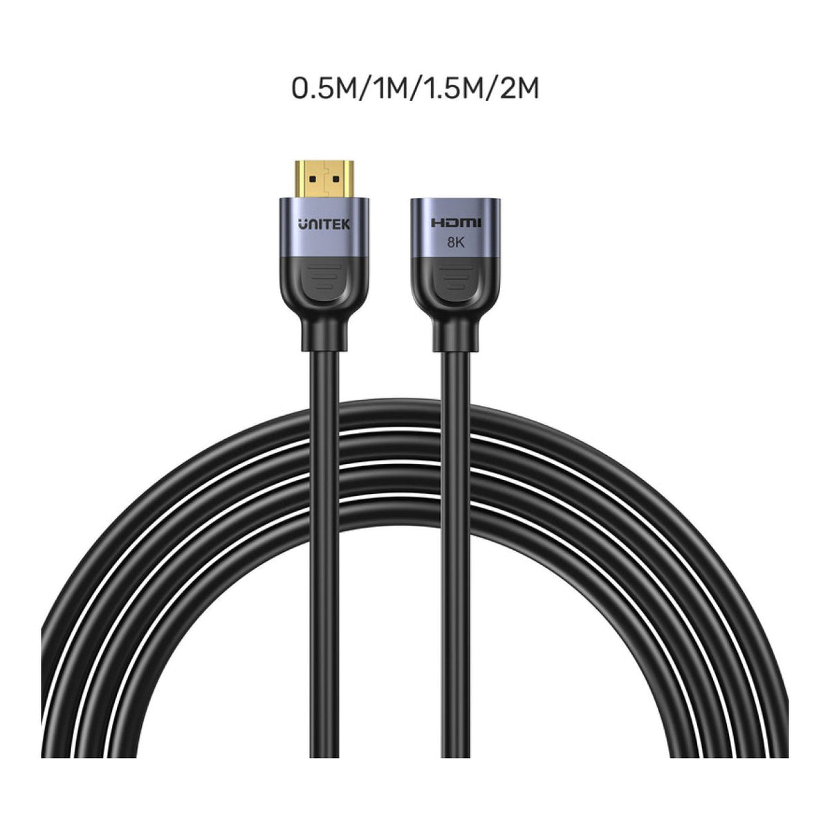 Unitek 8K HDMI 2.1 Male to Female Extension Cable 48Gbps 2m Black C11091A-2M