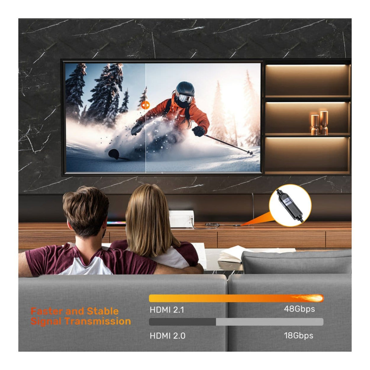 Unitek Ultra Stream 8K HDMI Male to Female Extension Cable 0.5m C11091AGY01-0.5M