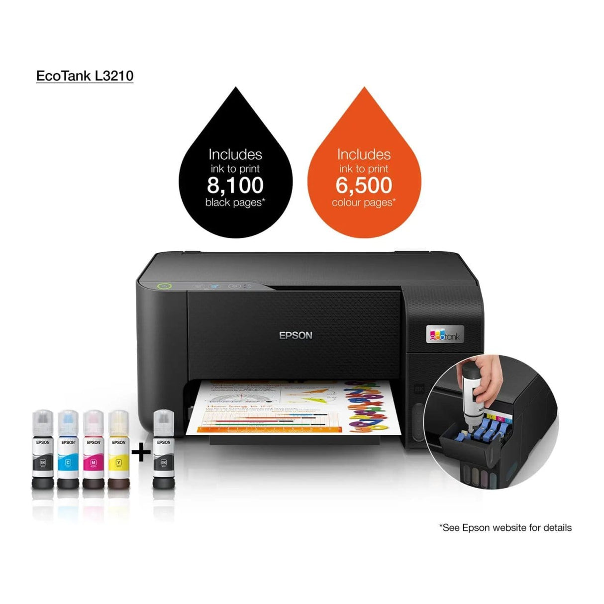 Epson EcoTank L3210 A4 Multifunction Colour Inkjet Printer C11CJ68403