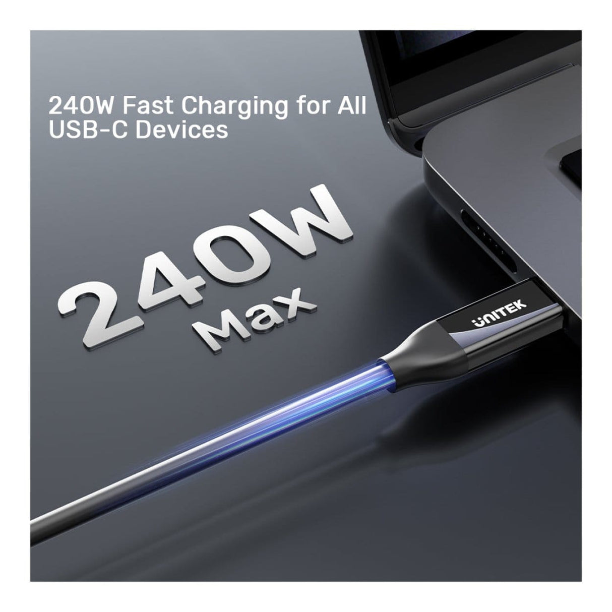 Unitek 2m 40GBPS 240W USB4 USB-C Cable C14100ABK01-2M