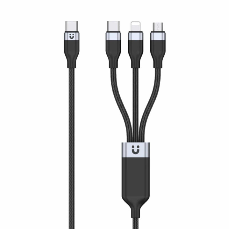 Unitek 3-in-1 Type-C to Lightning Micro USB Charging Cable Black 1.5m C14101BK