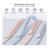 Unitek 100W Magnetic USB-C to USB-C Cable 1m Pastel Pink C14141APK01