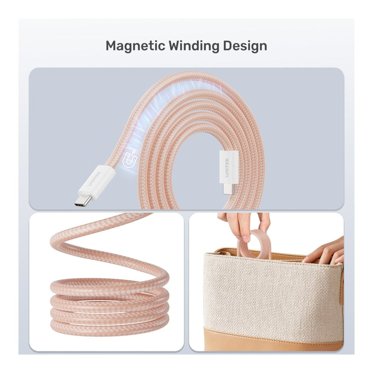 Unitek 100W Magnetic Type-C Male to Male Cable 1m White C14141AWH01-1M