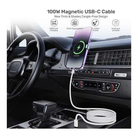 Unitek 100W Magnetic Type-C Male to Male Cable 1m White C14141AWH01-1M