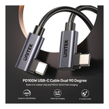 Unitek 50cm PD 100W USB-C Right Angle Cable C14147ABK01-0.5M