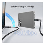 Unitek 60W Type-C Male to Male Charging Cable 2m with LED Display C14158ABK-2M