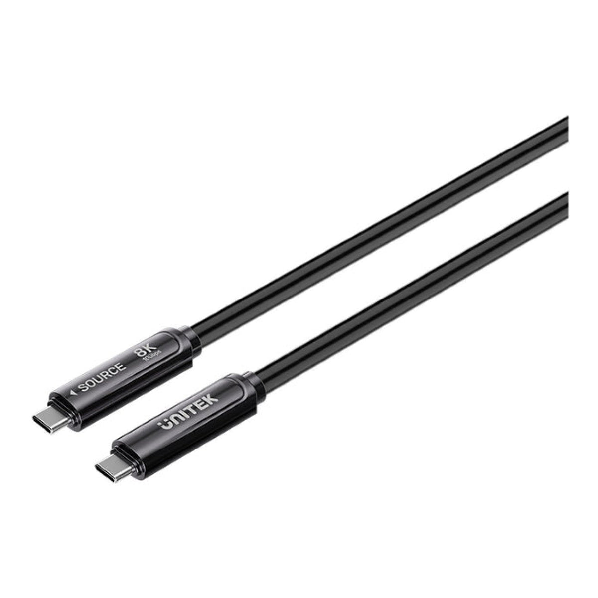 Unitek 8K Fibre Optic USB-C to USB-C Cable 10Gbps 60W 5m Black C14178A-5M