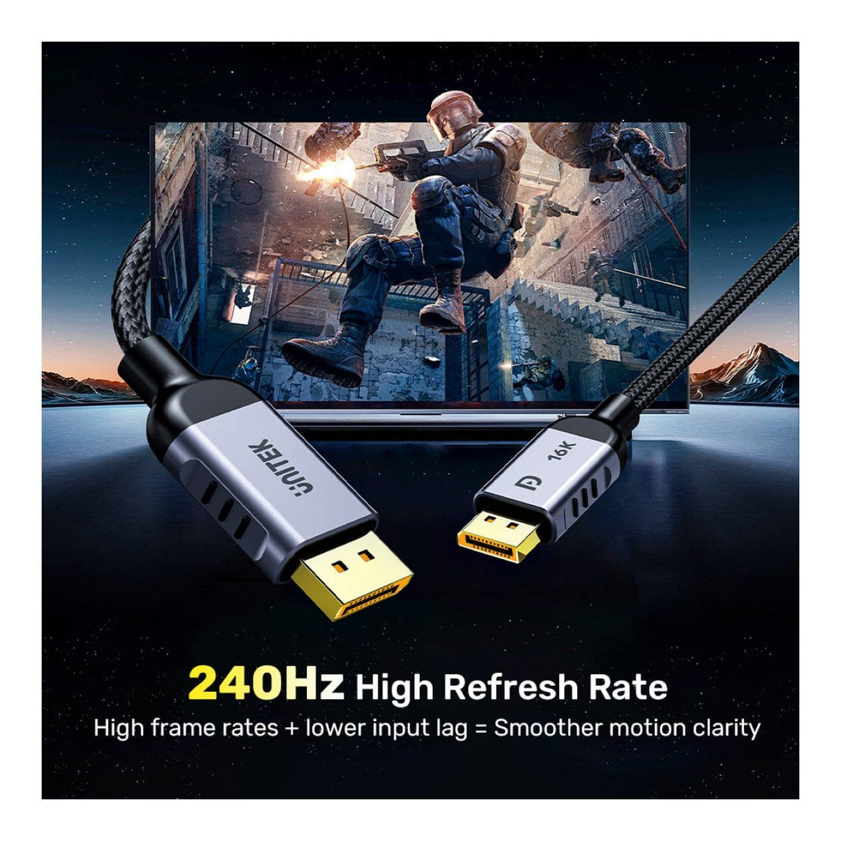 Unitek 3m 8K DisplayPort Male to Male Cable C1626GY01-3M