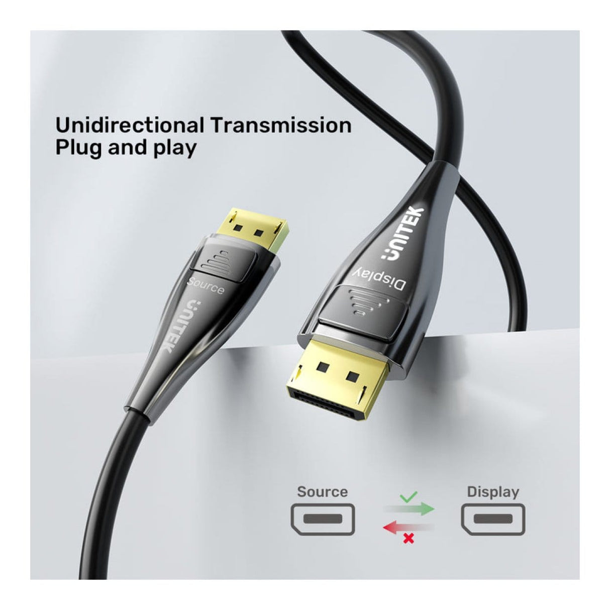Unitek 8K Fiber Optic DisplayPort Male to Male 2.1 Cable 30m C1631ABK01-30M