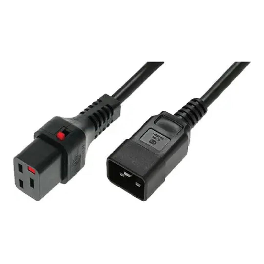 Scolmore IEC Lock PC3636 2m C20 Dual-Lock to C19 Locking Power Cable Black C20-C19-2M-DK-BK