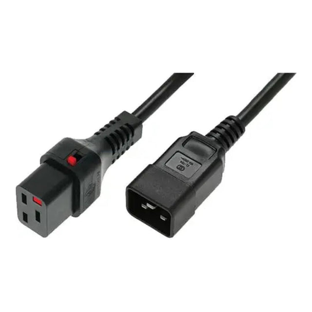 Scolmore IEC Lock PC3636 2m C20 Dual-Lock to C19 Locking Power Cable Black C20-C19-2M-DK-BK