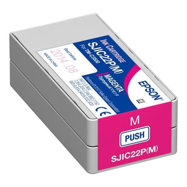 Epson SJIC22P-M Magenta Ink Cartridge for Epson TM-C3500 and ColorWorks C3500 Label Printer C33S020603