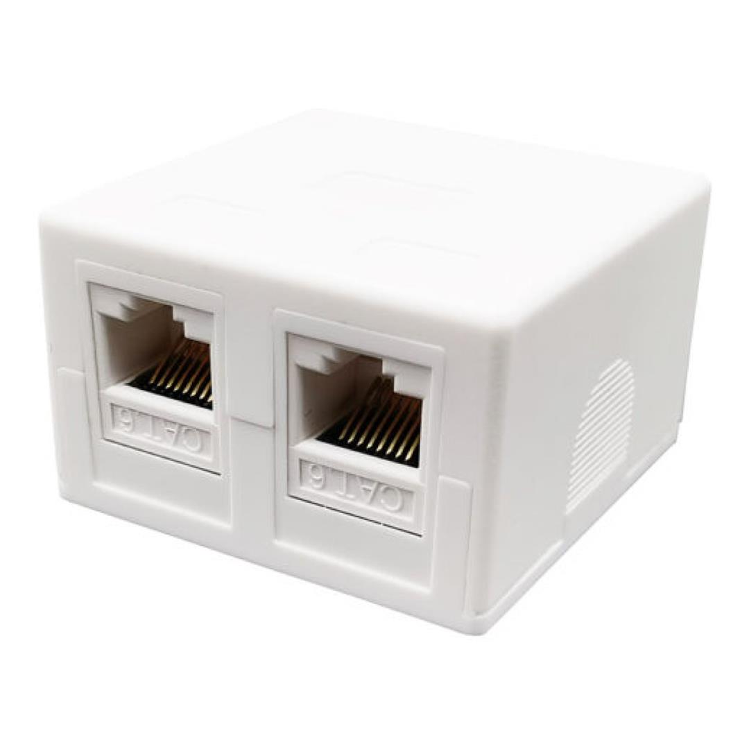 Unbranded CAT6 UTP 2-Port RJ45 Surface Wall Box 50U C6-UT-2P-SWB