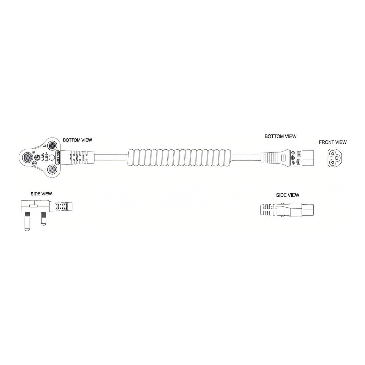 LinkQnet 0.6-1.8m Dedicated IEC C5 Clover Coiled Power Cable CAB-PWR-D-CLO-CURL