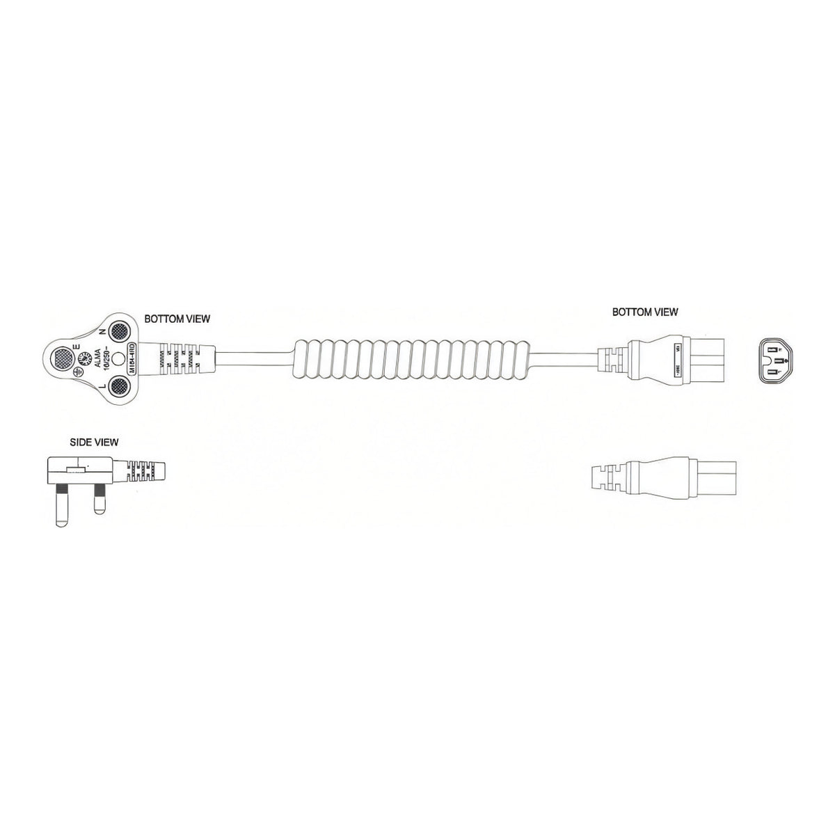 LinkQnet 0.6-1.8m Dedicated IEC C15 Hot-Socket Coiled Power Cable CAB-PWR-D-K-CURLY